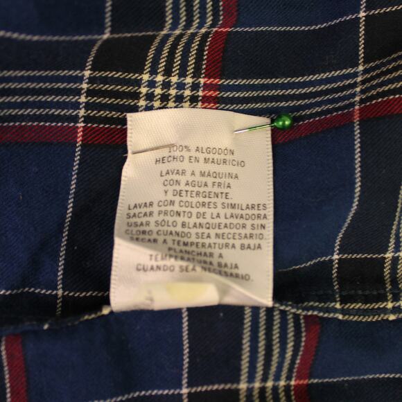 Nautica Men's LS Button Down Shirt Navy Red Plaid Size M - Picture 5 of 6